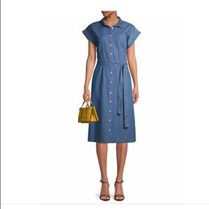 Time and TruWomen’s Belted Buttonfront Dress Blue